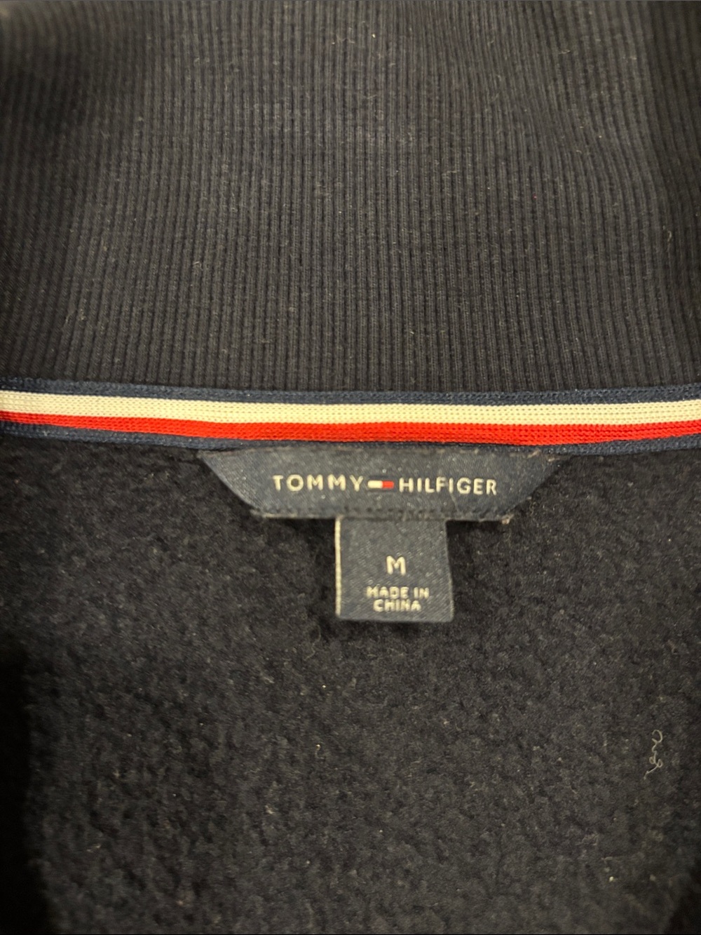 Women Tommy Hilfiger Navy quarter zip Sweat shirt with Signature Trim size M - Picture 4 of 4